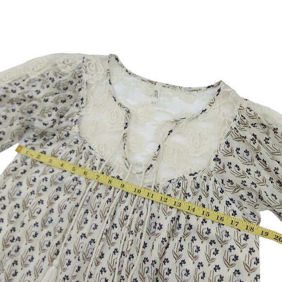 Free People Dress Womens XS Beige Nomad Child Lace Bell Sleeve Floral Bohemian - Picture 12 of 13